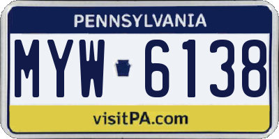 PA license plate MYW6138
