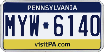 PA license plate MYW6140