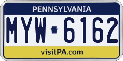 PA license plate MYW6162