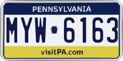 PA license plate MYW6163