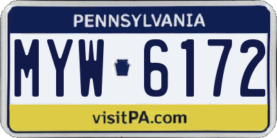 PA license plate MYW6172
