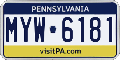PA license plate MYW6181