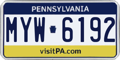 PA license plate MYW6192