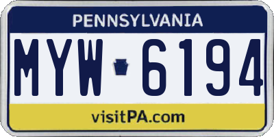 PA license plate MYW6194