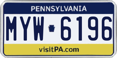 PA license plate MYW6196