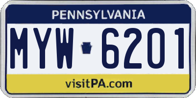 PA license plate MYW6201