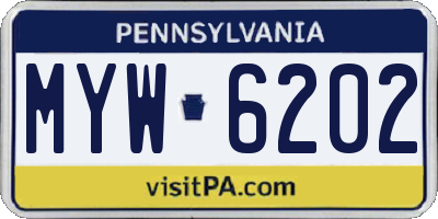 PA license plate MYW6202