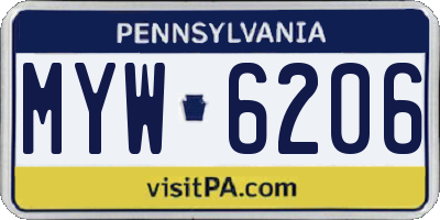 PA license plate MYW6206