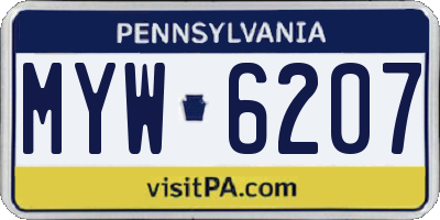 PA license plate MYW6207