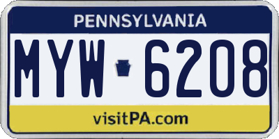 PA license plate MYW6208