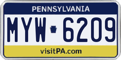 PA license plate MYW6209
