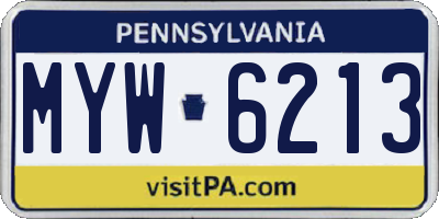 PA license plate MYW6213