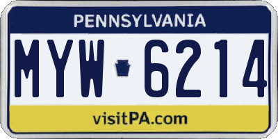 PA license plate MYW6214