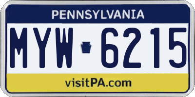 PA license plate MYW6215