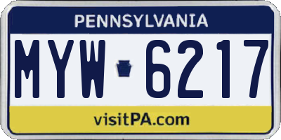 PA license plate MYW6217