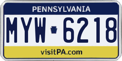PA license plate MYW6218