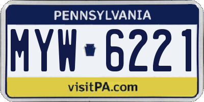 PA license plate MYW6221