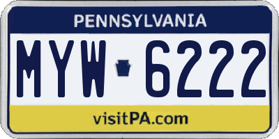 PA license plate MYW6222