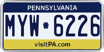 PA license plate MYW6226