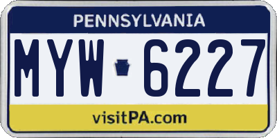 PA license plate MYW6227