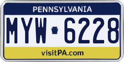 PA license plate MYW6228