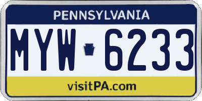 PA license plate MYW6233