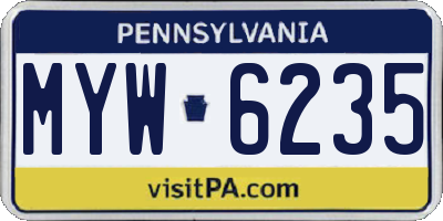 PA license plate MYW6235