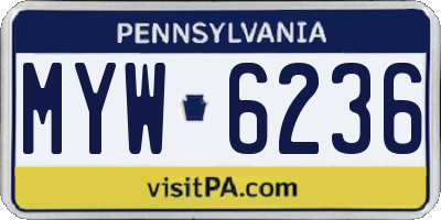 PA license plate MYW6236