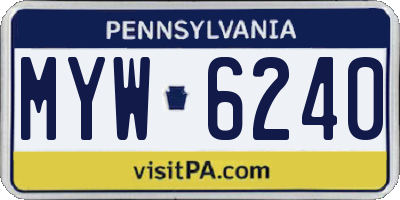 PA license plate MYW6240