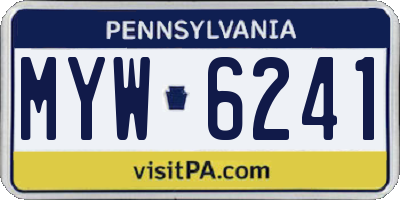 PA license plate MYW6241