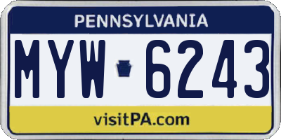 PA license plate MYW6243