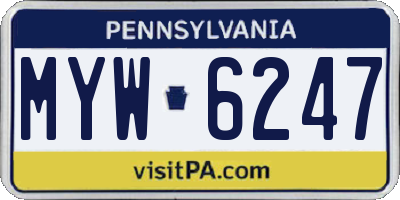 PA license plate MYW6247