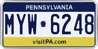 PA license plate MYW6248