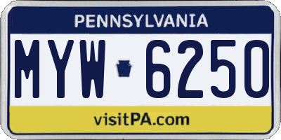 PA license plate MYW6250