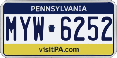 PA license plate MYW6252