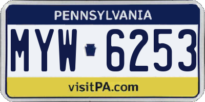 PA license plate MYW6253