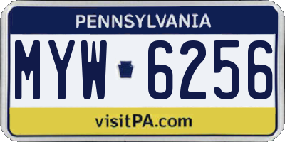 PA license plate MYW6256