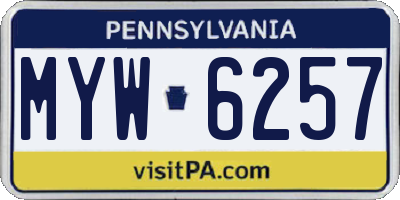 PA license plate MYW6257