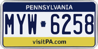 PA license plate MYW6258