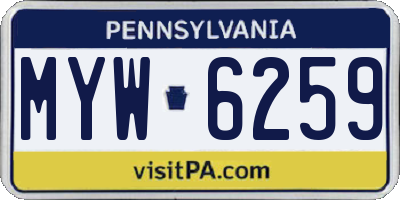 PA license plate MYW6259