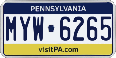 PA license plate MYW6265