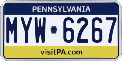 PA license plate MYW6267