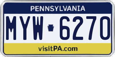 PA license plate MYW6270