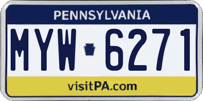 PA license plate MYW6271