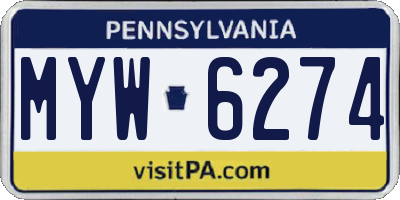 PA license plate MYW6274