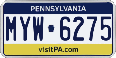 PA license plate MYW6275