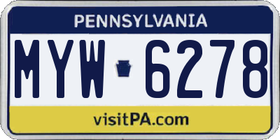 PA license plate MYW6278