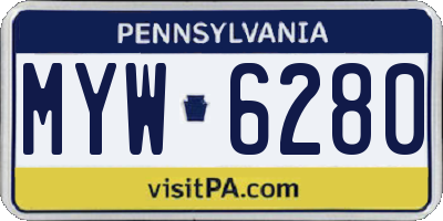 PA license plate MYW6280
