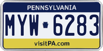 PA license plate MYW6283