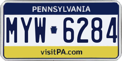 PA license plate MYW6284